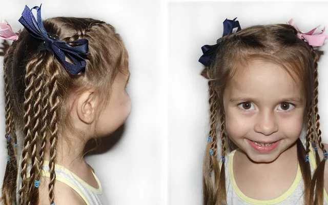 Хвостики с сенегальскими косичками